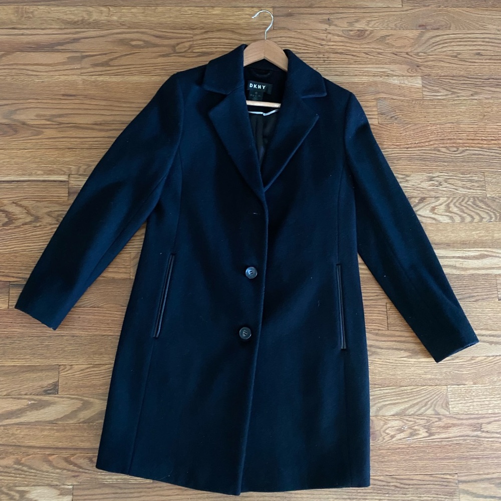 DNKY Petite Black Wool Coat